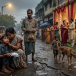 एक भूखा बच्चा रोटी की ओर उम्मीद भरी नज़रों से देखता हुआ