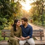 एक-दूसरे का हाथ थामे भावनात्मक जुड़ाव दर्शाता युवा जोड़ा.