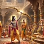 भगवान श्रीराम, लक्ष्मण, विश्वामित्र और सीता स्वयंवर का दिव्य दृश्य