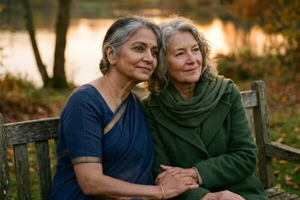"दो सच्चे दोस्त शांत माहौल में साथ बैठे हुए, विश्वास और दोस्ती का भाव दर्शाता दृश्य"
