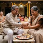 रक्षाबंधन पर बहन अपने भाई की कलाई पर राखी बाँधते हुए भावुक दृश्य