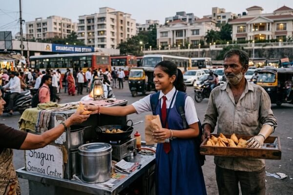 शगुन अपने माता-पिता के साथ नए घर के सामने भावुक और खुश नजर आती हुई