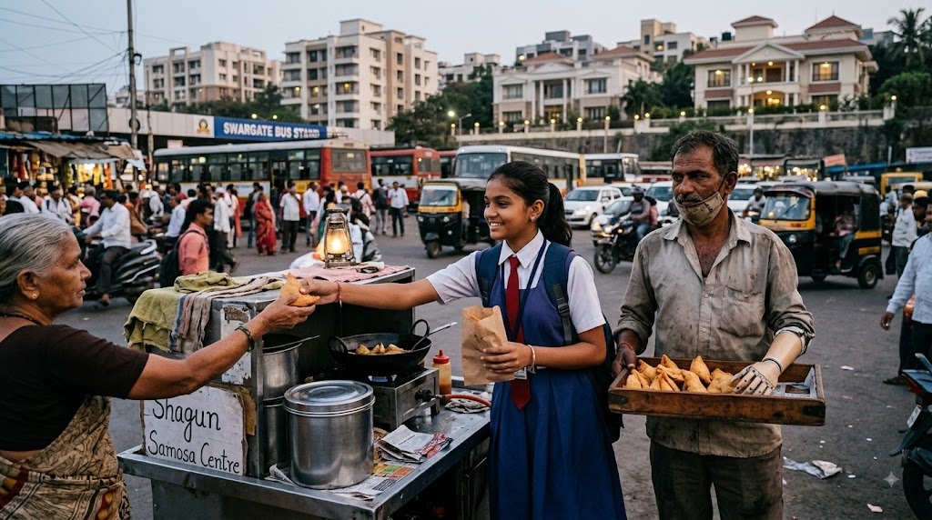 शगुन अपने माता-पिता के साथ नए घर के सामने भावुक और खुश नजर आती हुई