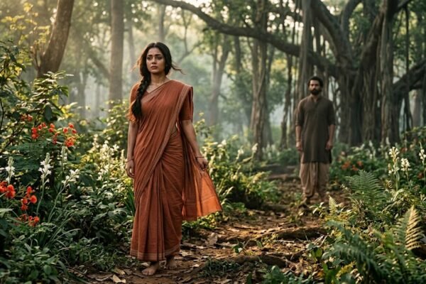 सीता और राम के प्रेम, विरह और भावनात्मक संघर्ष को दर्शाती यथार्थवादी साहित्यिक छवि