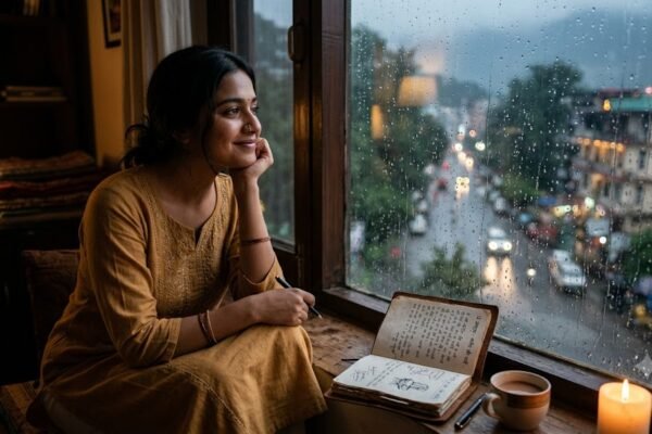 मोहब्बत में अपने प्रिय के साथ को महसूस करती महिला की भावुक तस्वीर