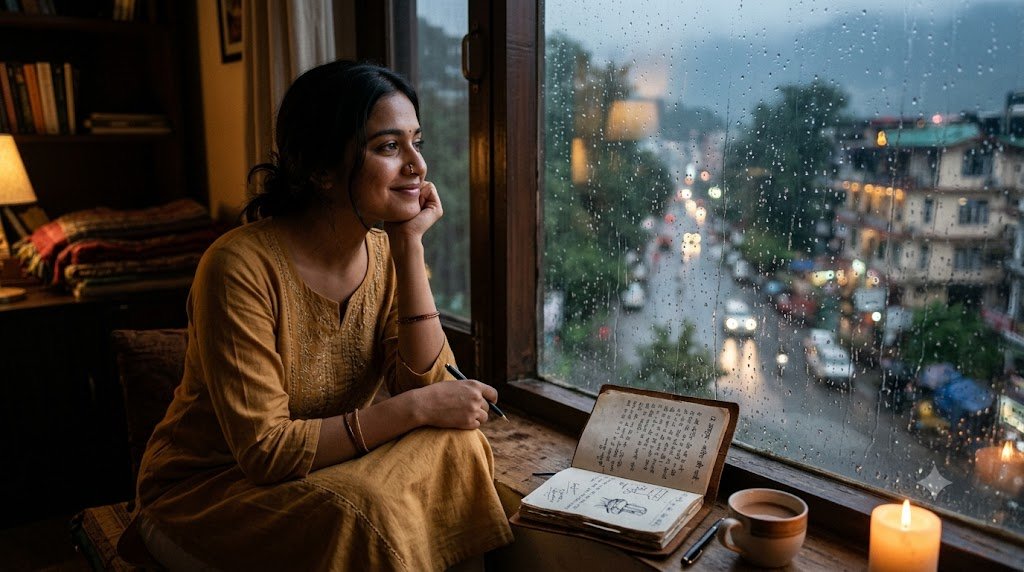 मोहब्बत में अपने प्रिय के साथ को महसूस करती महिला की भावुक तस्वीर