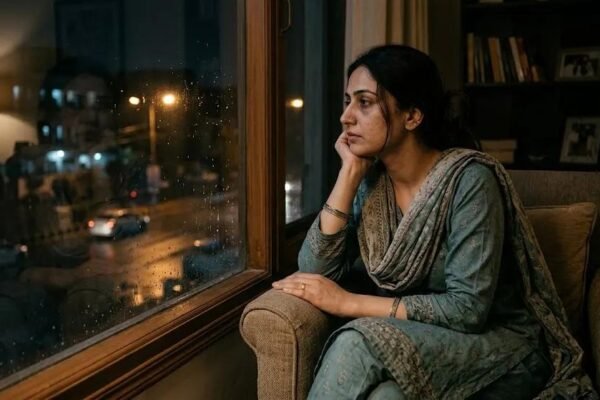 बिछड़ने के दर्द और अधूरी मोहब्बत को दर्शाती एक उदास स्त्री की यथार्थवादी तस्वीर.