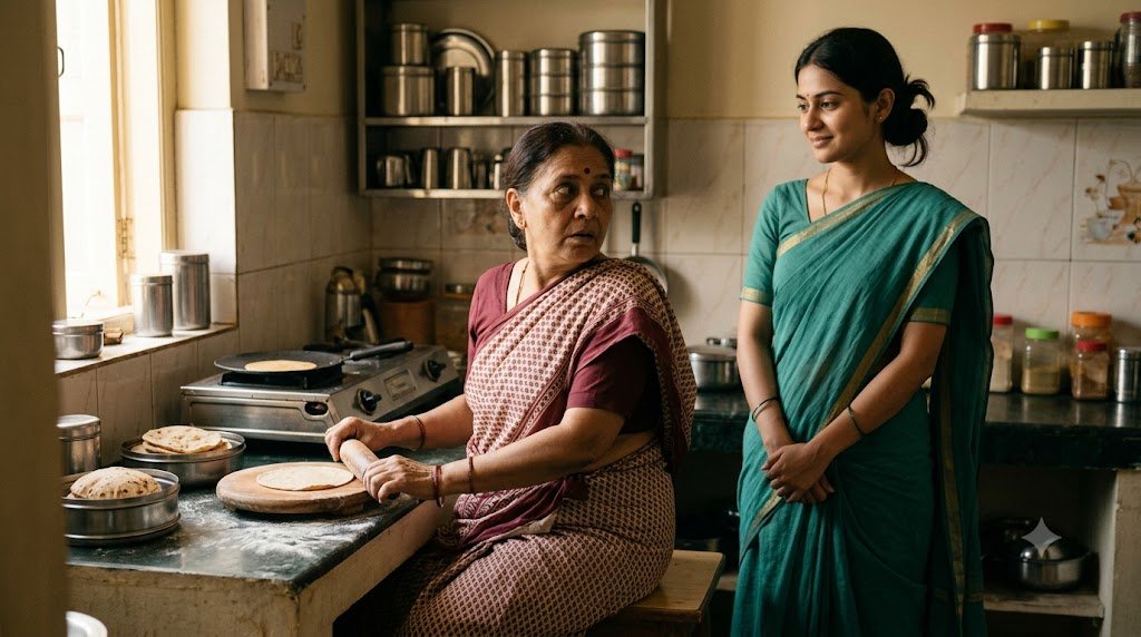 सास और बहू के रिश्ते में आत्मबोध को दर्शाता भावनात्मक दृश्य