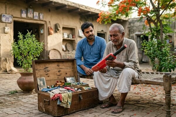 श्याम बाबू पुराने घर में पोते रवि के साथ भावुक पल बिताते हुए