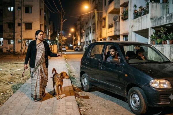बालेवाडी में महिला को कार से कुचलने की कोशिश का प्रतीकात्मक दृश्य