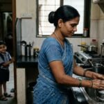 मेहनतकश माँ को काम करते देखते हुए उसका छोटा बेटा