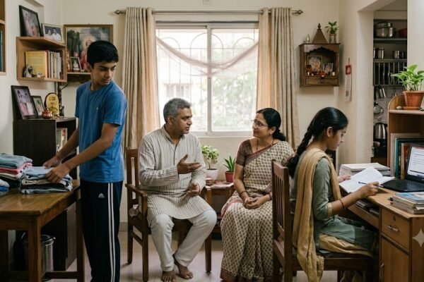बच्चों की परवरिश में लैंगिक समानता और सम्मान का संदेश देता पारिवारिक दृश्य