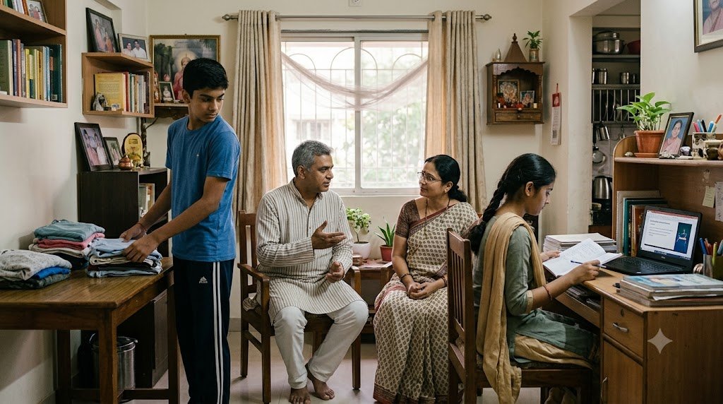 बच्चों की परवरिश में लैंगिक समानता और सम्मान का संदेश देता पारिवारिक दृश्य
