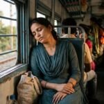 ट्रेन में झपकी लेते हुए अधूरी मोहब्बत के सपनों में खोई महिला