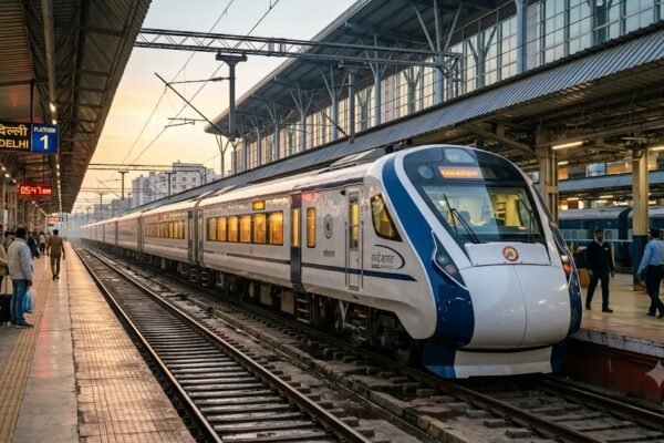 वंदे भारत स्लीपर ट्रेन का आधुनिक बाहरी डिजाइन
