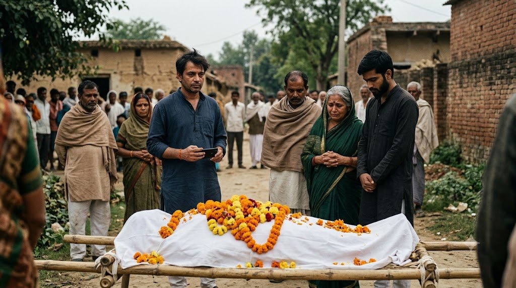 : मेरी अर्थी कविता में मृत्यु के बाद दिखावे की संवेदनाओं और मातम का प्रतीकात्मक दृश्य
