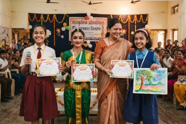 बुरहानपुर की प्रतिभाशाली बच्चियों को उपलब्धियों के लिए सम्मानित करते हुए।