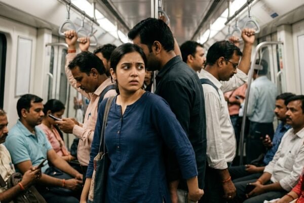 भीड़भरी बस में अनचाहे स्पर्श और व्यक्तिगत सुरक्षा के प्रति जागरूक यात्री