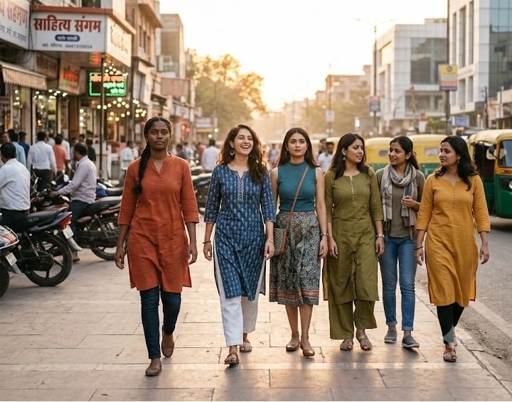 आत्मविश्वास और साहस के साथ आगे बढ़ती आधुनिक भारतीय लड़कियाँ