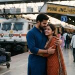 लंबी दूरी के बाद रेलवे स्टेशन पर एक-दूसरे से मिलते राघव और रिद्धिमा।