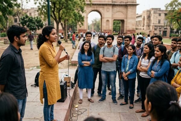 जनता की आवाज़ और एकता का संदेश देती हिंदी कविता आवाज़ का प्रतीकात्मक चित्र